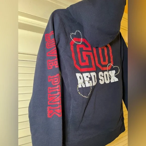 Victorias Secret PINK Red Sox MLB Pullover Hoodie with Bling, size XS - Picture 12 of 12